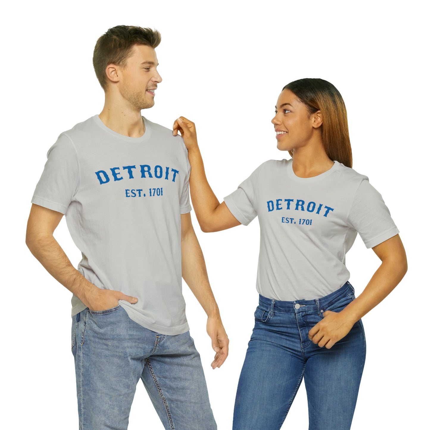 'Detroit EST. 1701' T-Shirt (Azure Ballpark Font) | Unisex Standard