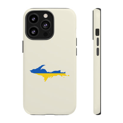 Michigan Upper Peninsula Tough Phone Case (Ivory Color w/ UP Ukraine Flag Outline) | Apple iPhone