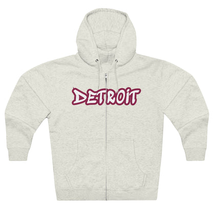 Detroit' Hoodie (Ruby Red Tag Font) | Unisex Full Zip