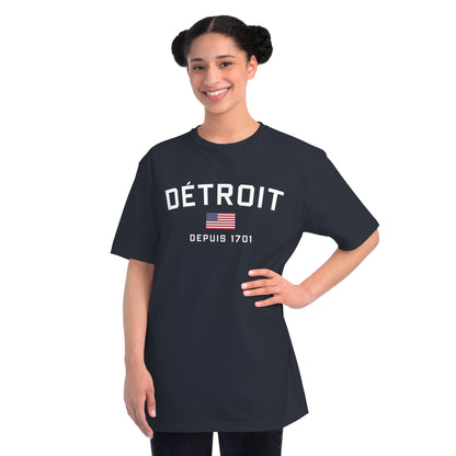 'Détroit Depuis 1701' T-Shirt (w/USA Flag) | Unisex Organic