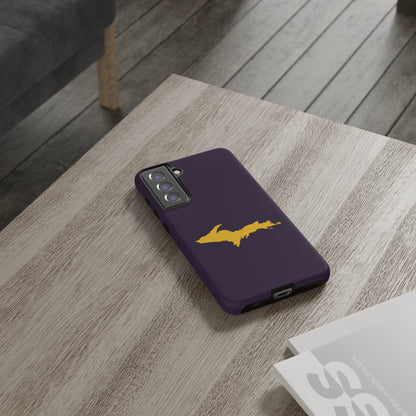 Michigan Upper Peninsula Tough Phone Case (Blackcurrant w/ Gold UP Outline) | Samsung & Pixel Android