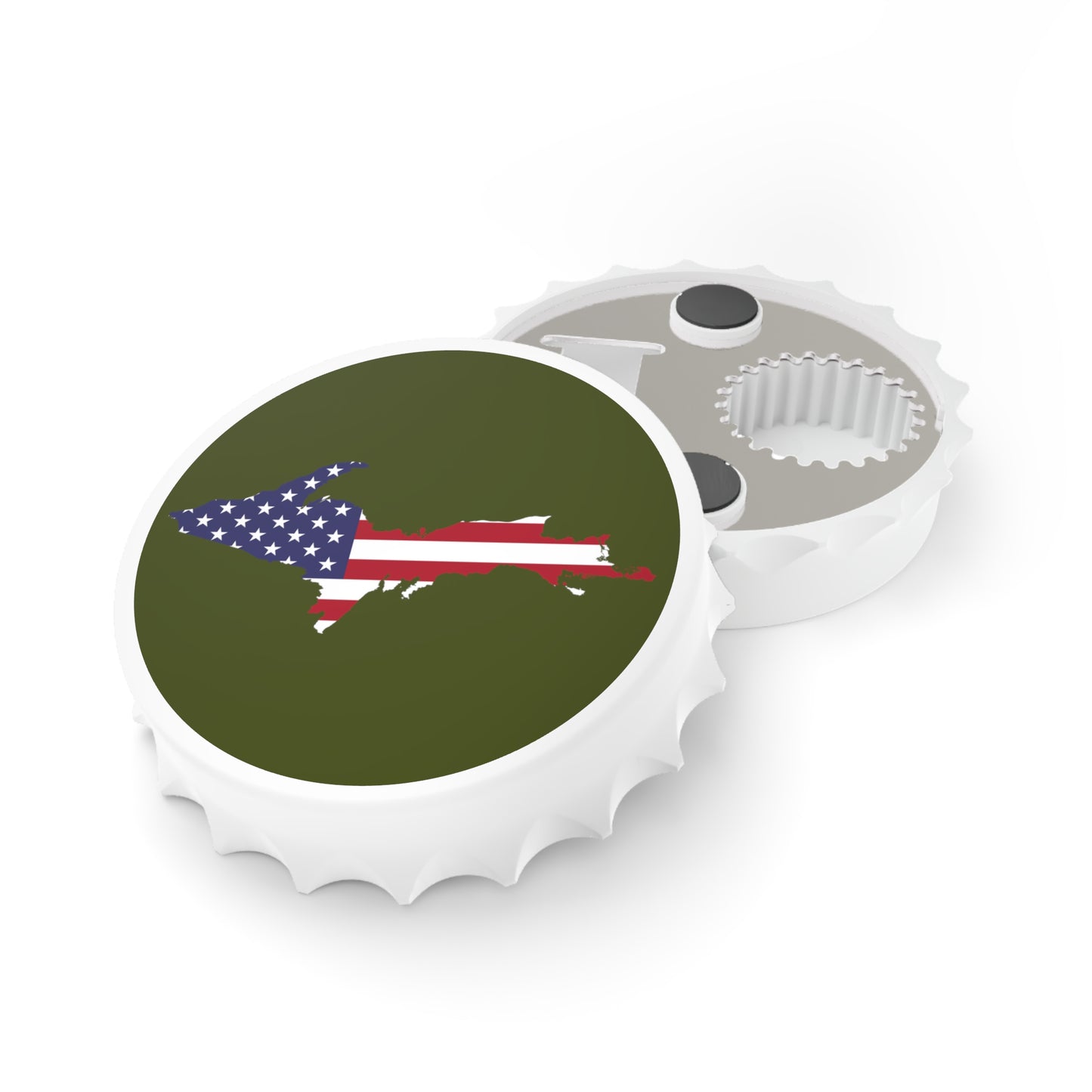 Michigan Upper Peninsula Bottle Opener (w/ UP USA Flag ) | Army Green