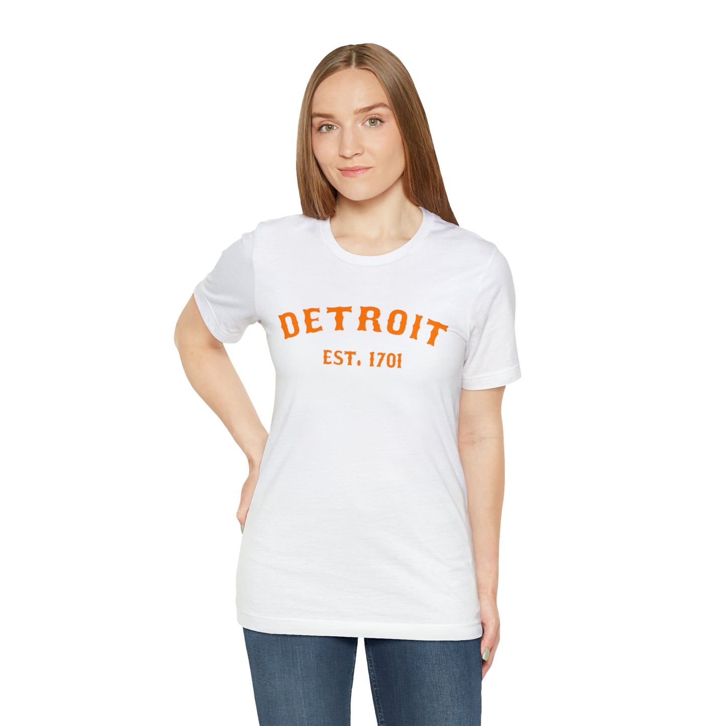 Detroit EST. 1701' T-Shirt (Orange Ballpark Font) | Unisex Standard