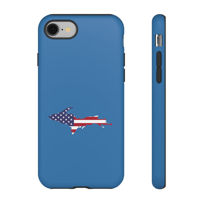 Michigan Upper Peninsula Tough Phone Case (Lake Superior Blue w/ UP USA Flag Outline) | Apple iPhone