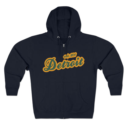 'Detroit EST 1701' Hoodie (Ginger Ale Green Script Font) | Unisex Full Zip