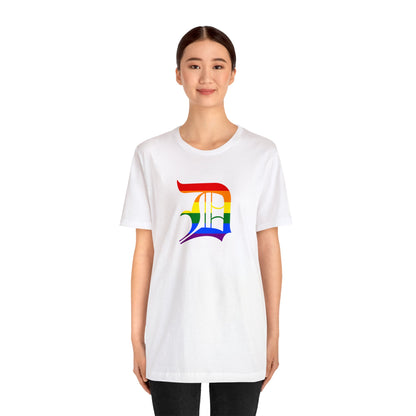 Detroit 'Old English D' T-Shirt (Rainbow Pride Edition) | Unisex Standard