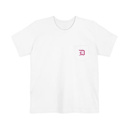 Detroit 'Old English D' Pocket T-Shirt (Apple Blossom Pink) | Unisex Standard