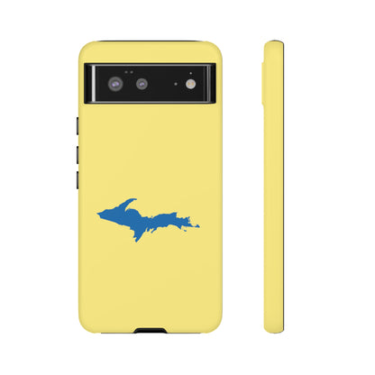 Michigan Upper Peninsula Tough Phone Case (Yellow Cherry w/ Azure UP Outline) | Samsung & Pixel Android