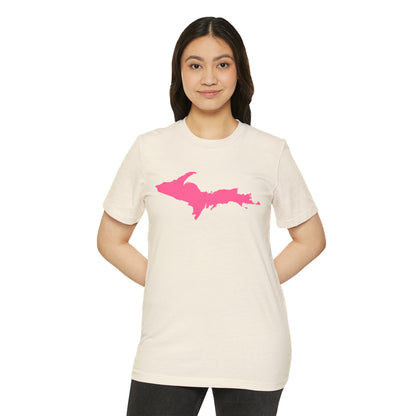 Michigan Upper Peninsula T-Shirt (w/ Pink UP Outline) | Unisex Recycled Organic