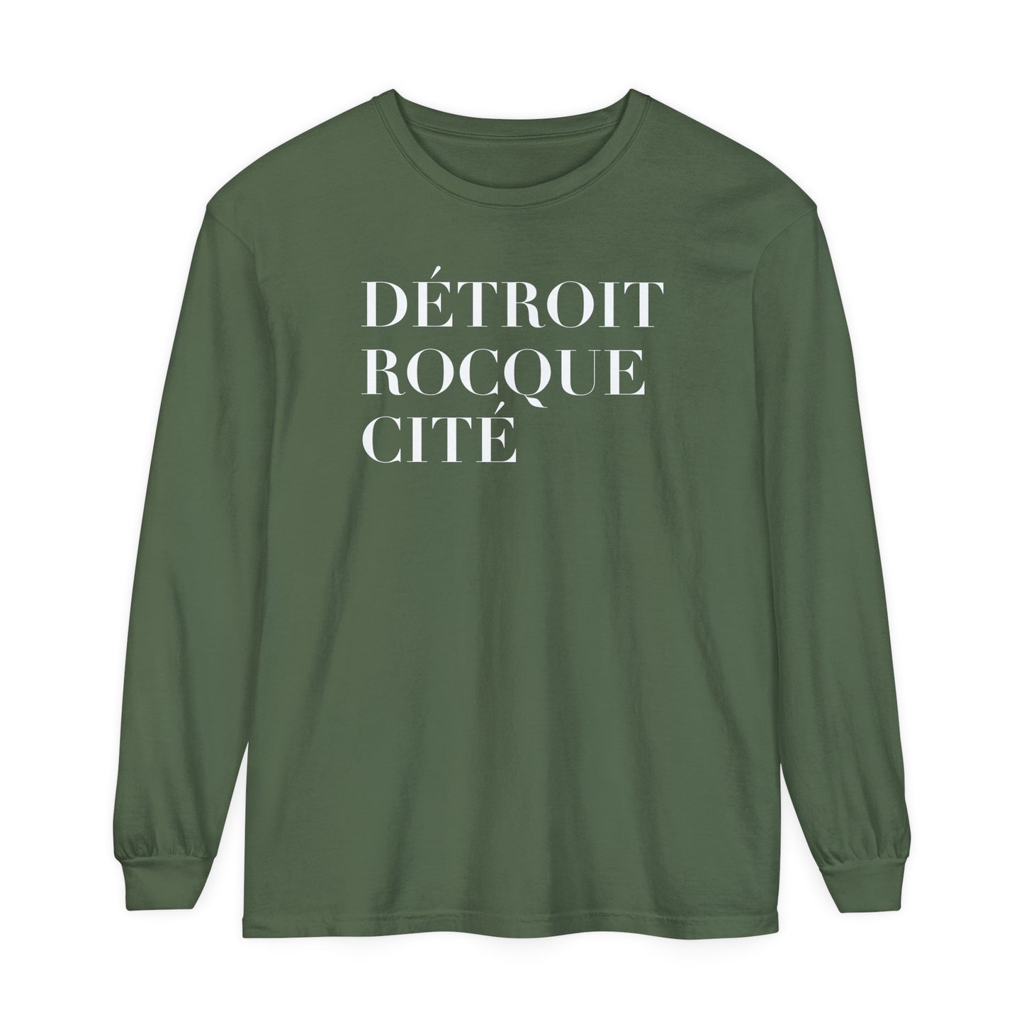 'Détroit Rocque Cité' Garment-Dyed T-Shirt | Unisex Long Sleeve