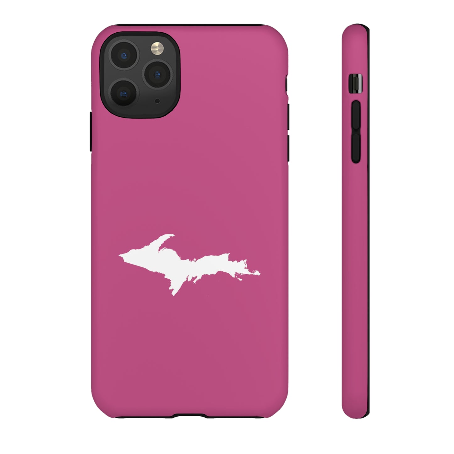 Michigan Upper Peninsula Tough Phone Case (Apple Blossom Pink w/ UP Outline) | Apple iPhone