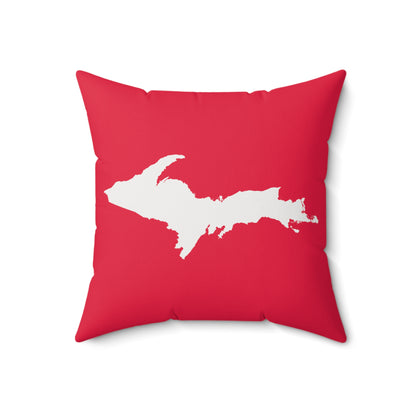 Michigan Upper Peninsula Accent Pillow (w/ UP Outline) | Lighthouse Red