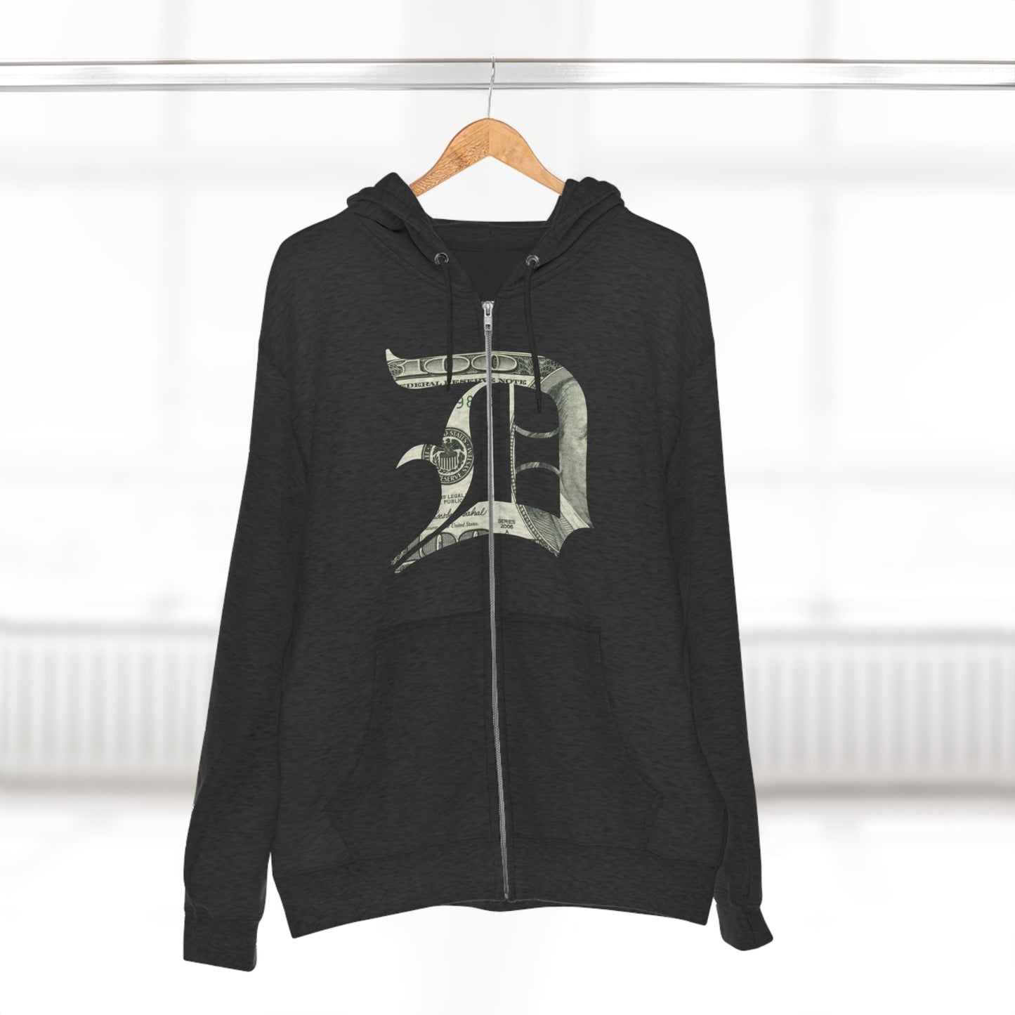 Detroit 'Old English D' Hoodie (Full-Body Benjamins Edition) | Unisex Full Zip