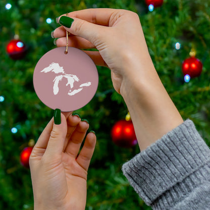 Great Lakes Christmas Ornament (Cherry Blossom Pink) | Ceramic - 4 Shapes