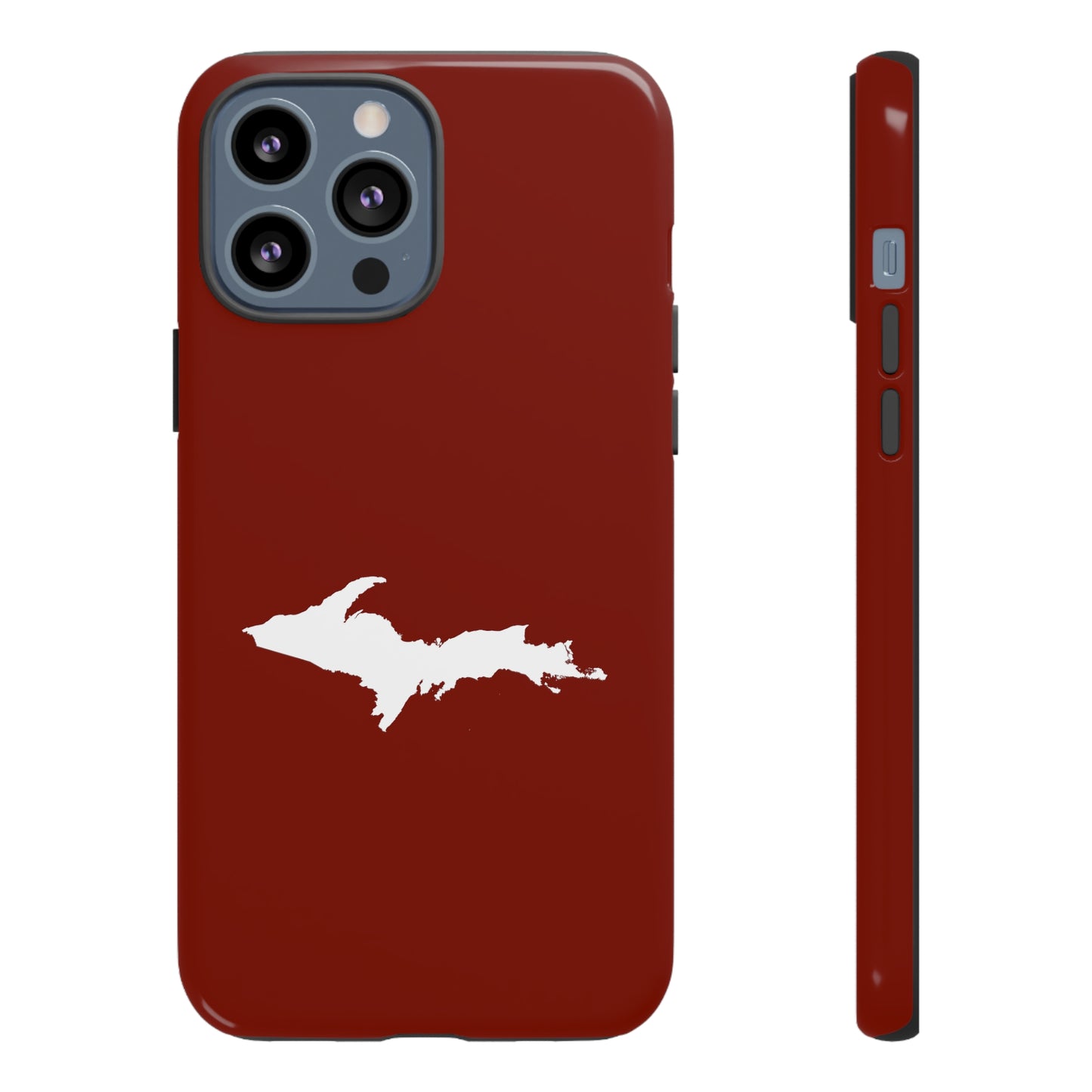 Michigan Upper Peninsula Tough Phone Case (Traverse Cherry Red w/ UP Outline) | Apple iPhone