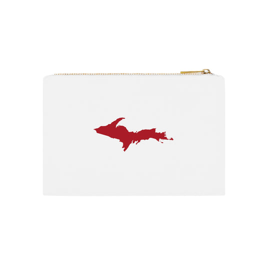 Michigan Upper Peninsula Cosmetic Bag (Thimbleberry Red Outline) | Cotton Canvas