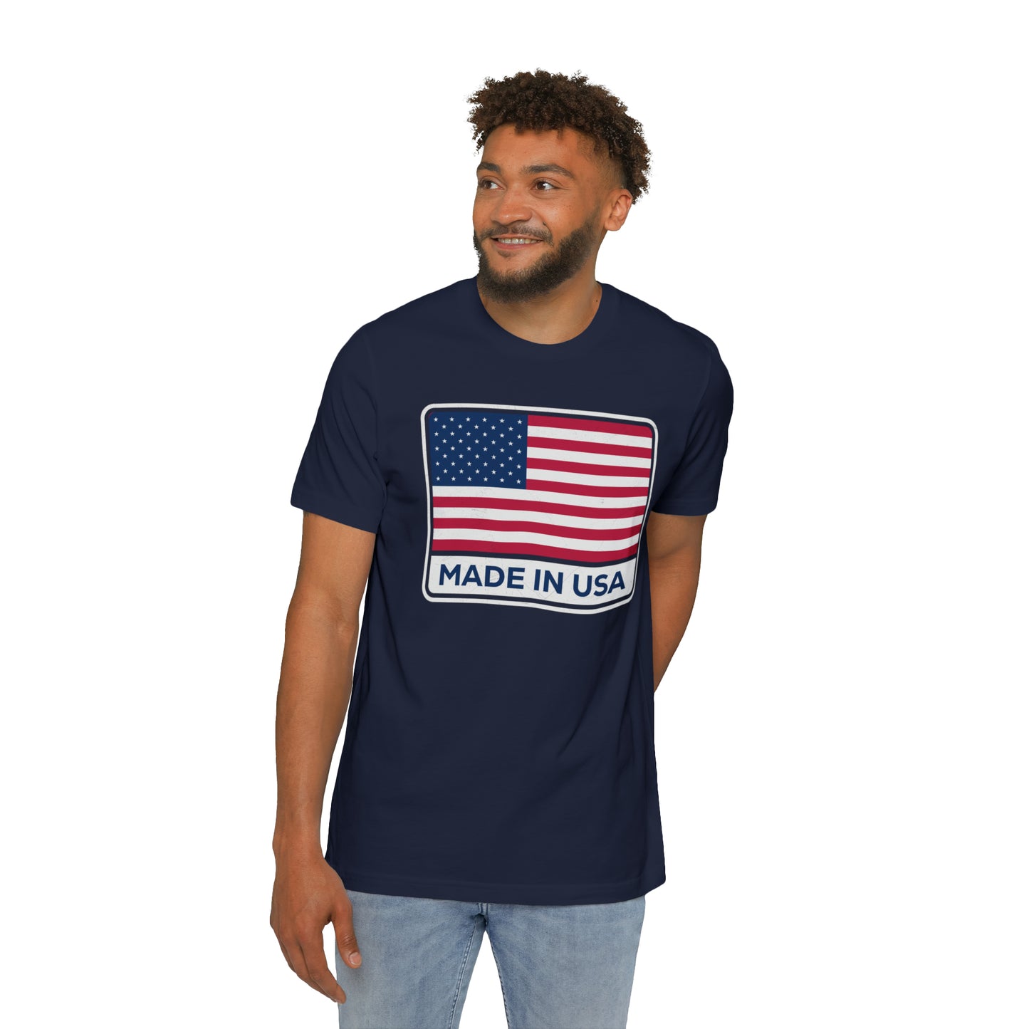 'Made in USA' T-Shirt (Square Flag Slate ) | Made in USA