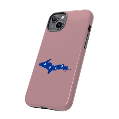 Michigan Upper Peninsula Tough Phone Case (Cherry Blossom Pink w/ UP Quebec Flag Outline) | Apple iPhone