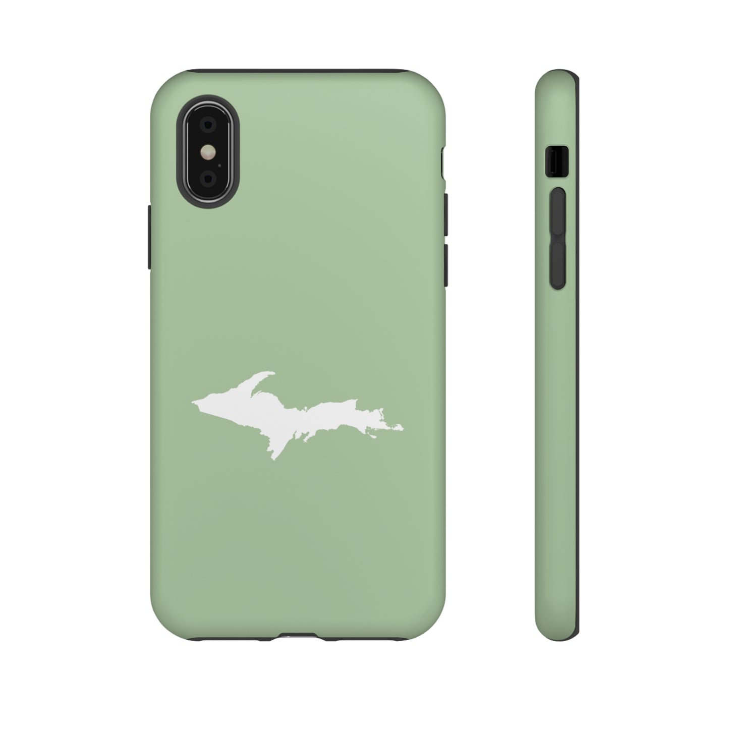 Michigan Upper Peninsula Tough Phone Case (Green Tea Color w/ UP Outline) | Apple iPhone