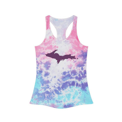 Michigan Upper Peninsula Tank Top (w/ Plum UP Outline) | Tie-Dye Racerback