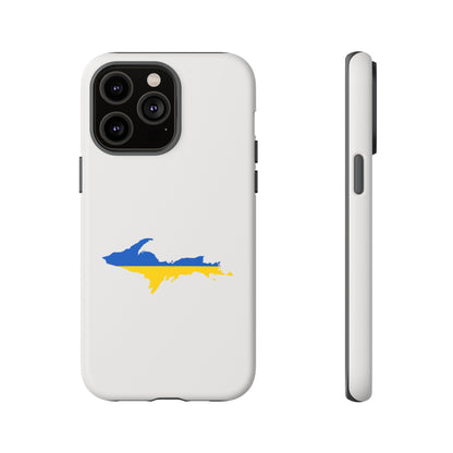 Michigan Upper Peninsula Tough Phone Case (Birch Bark White w/ UP Ukraine Flag Outline) | Apple iPhone