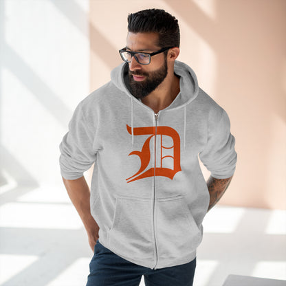 Detroit 'Old English D' Hoodie (Full-Body Maple Leaf Orange) | Unisex Full Zip