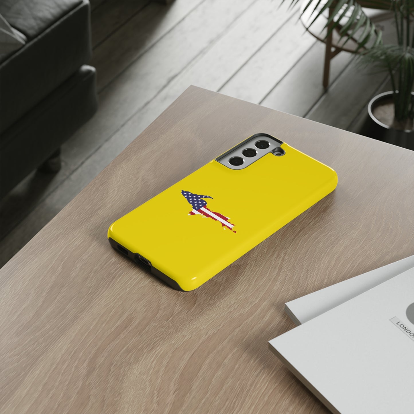 Michigan Upper Peninsula Tough Phone Case (Gadsen Yellow w/ UP USA Flag Outline) | Samsung & Pixel Android