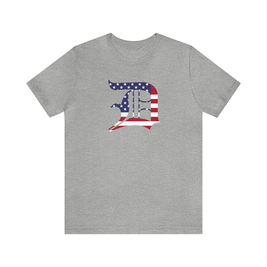 Detroit 'Old English D' T-Shirt (Patriotic Edition) | Unisex Standard