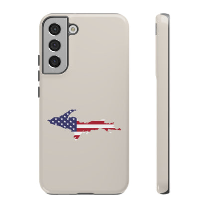 Michigan Upper Peninsula Tough Phone Case (Canvas Color w/ UP USA Flag Outline) | Samsung & Pixel Android