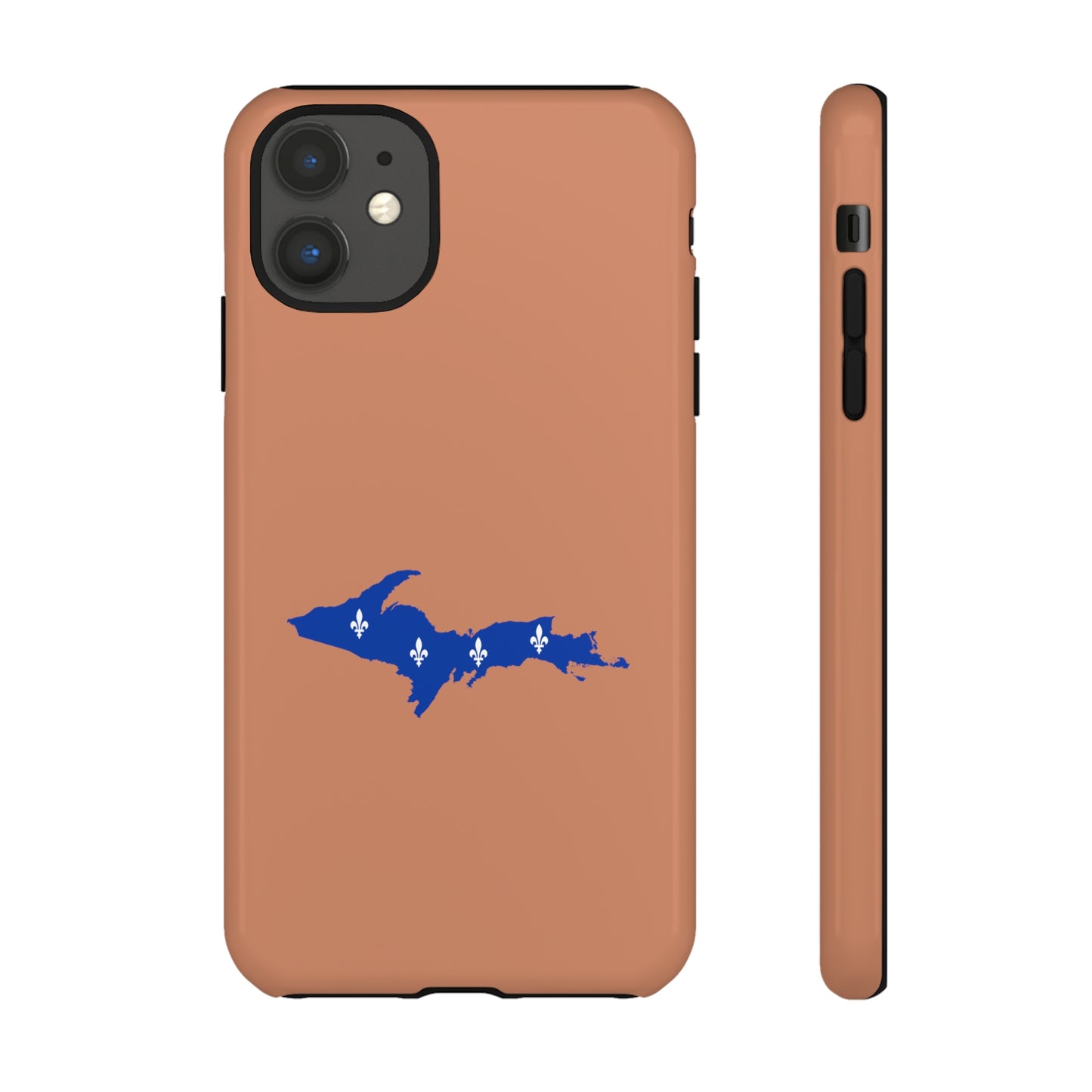 Michigan Upper Peninsula Tough Phone Case (Copper Color w/ UP Quebec Flag Outline) | Apple iPhone