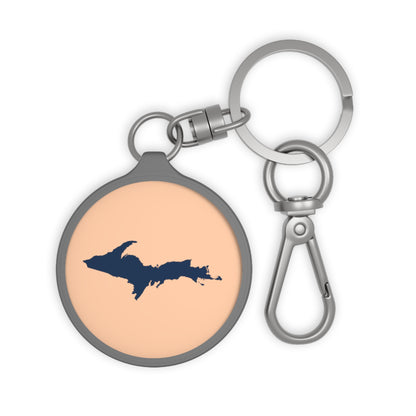 Michigan Upper Peninsula Keyring (w/ Navy UP Outline) | Peach