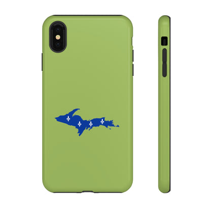 Michigan Upper Peninsula Tough Phone Case (Gooseberry Green w/ UP Quebec Flag Outline) | Apple iPhone