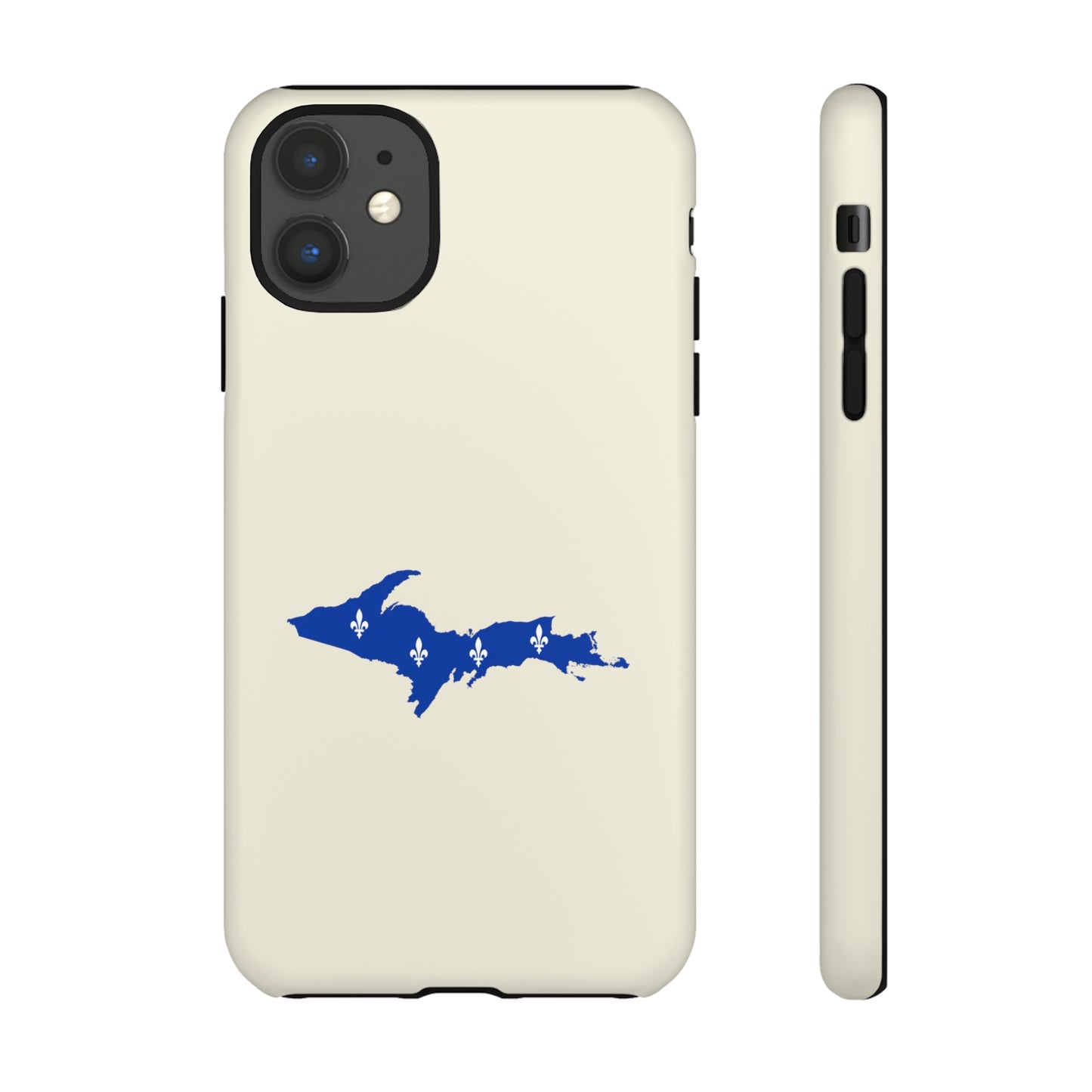 Michigan Upper Peninsula Tough Phone Case (Ivory White w/ UP Quebec Flag Outline) | Apple iPhone