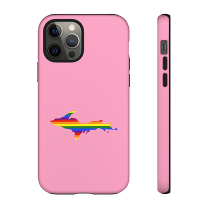 Michigan Upper Peninsula Tough Phone Case ('67 Pink Caddie w/ UP Pride Flag Outline) | Apple iPhone