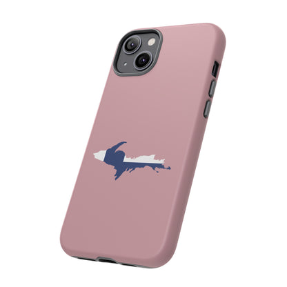 Michigan Upper Peninsula Tough Phone Case (Cherry Blossom Pink w/ UP Finland Flag Outline) | Apple iPhone