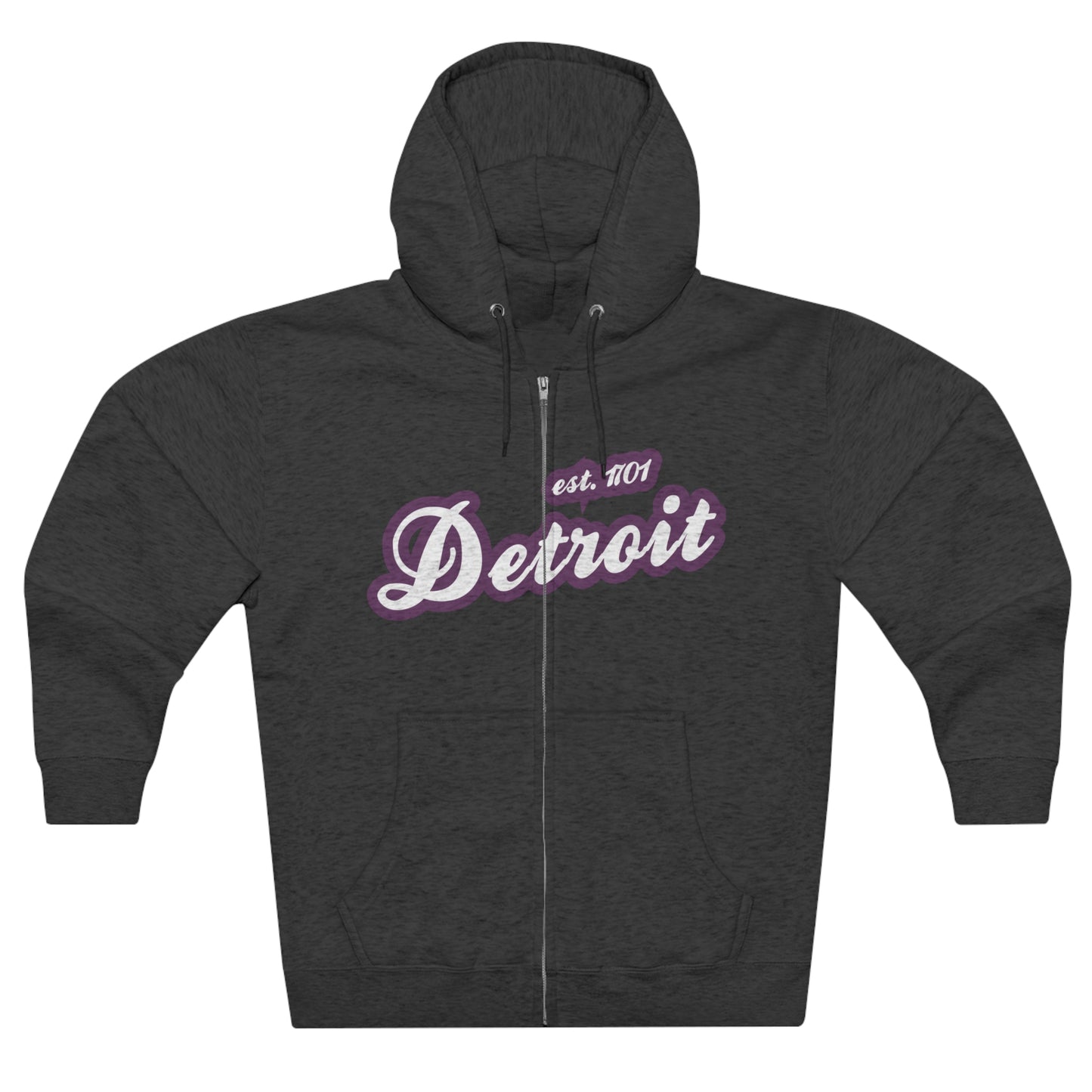 'Detroit EST 1701' Hoodie (Plum Script Font) | Unisex Full Zip