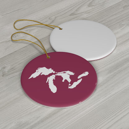 Great Lakes Christmas Ornament (Ruby Red) | Ceramic - 4 Shapes