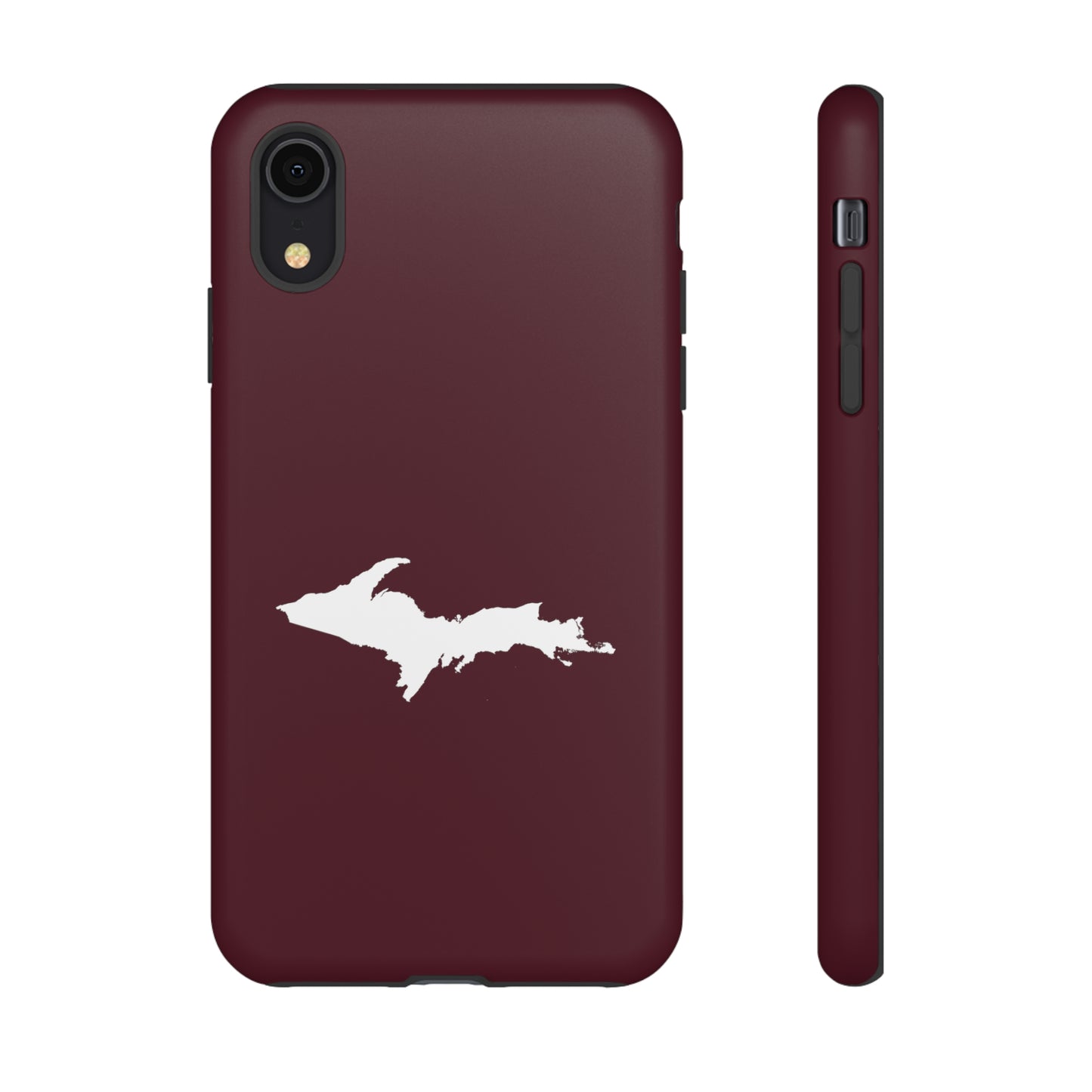 Michigan Upper Peninsula Tough Phone Case (Old Mission Burgundy w/ UP Outline) | Apple iPhone