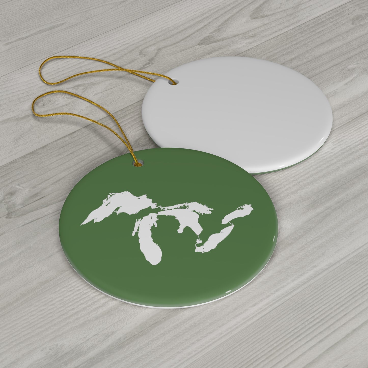 Great Lakes Christmas Ornament (Pine Green) | Ceramic - 4 Shapes