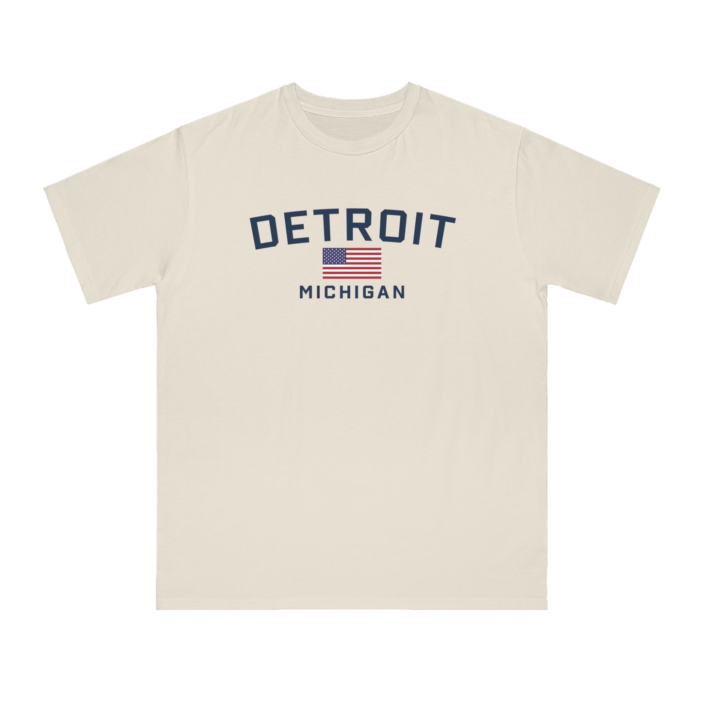 'Detroit Michigan' T-Shirt (w/ USA Flag) | Organic Unisex