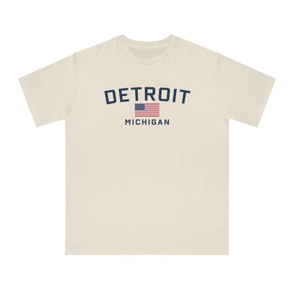 'Detroit Michigan' T-Shirt (w/ USA Flag) | Organic Unisex