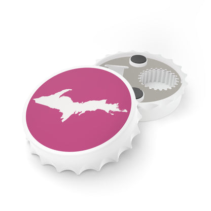 Michigan Upper Peninsula Bottle Opener (w/ UP Outline) | Apple Blossom Pink