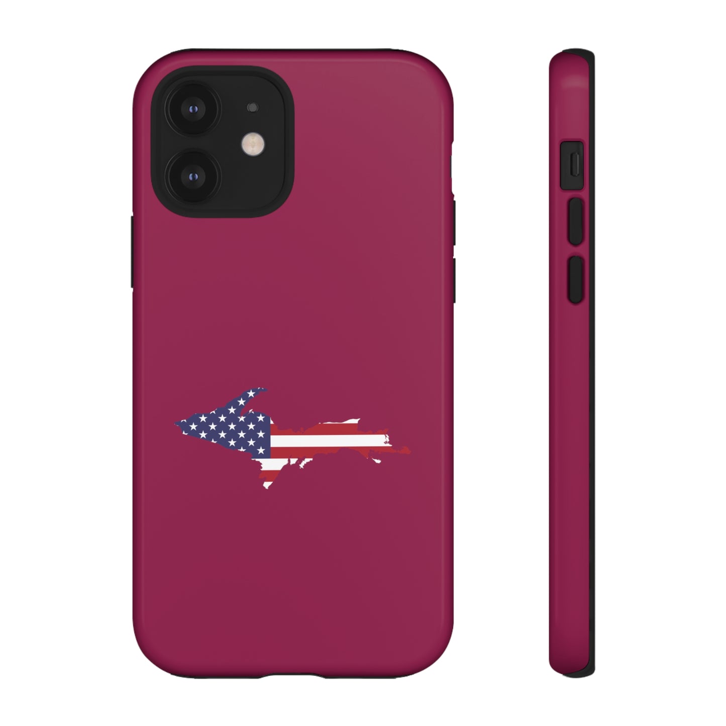 Michigan Upper Peninsula Tough Phone Case (Ruby Red w/ UP USA Flag Outline) | Apple iPhone