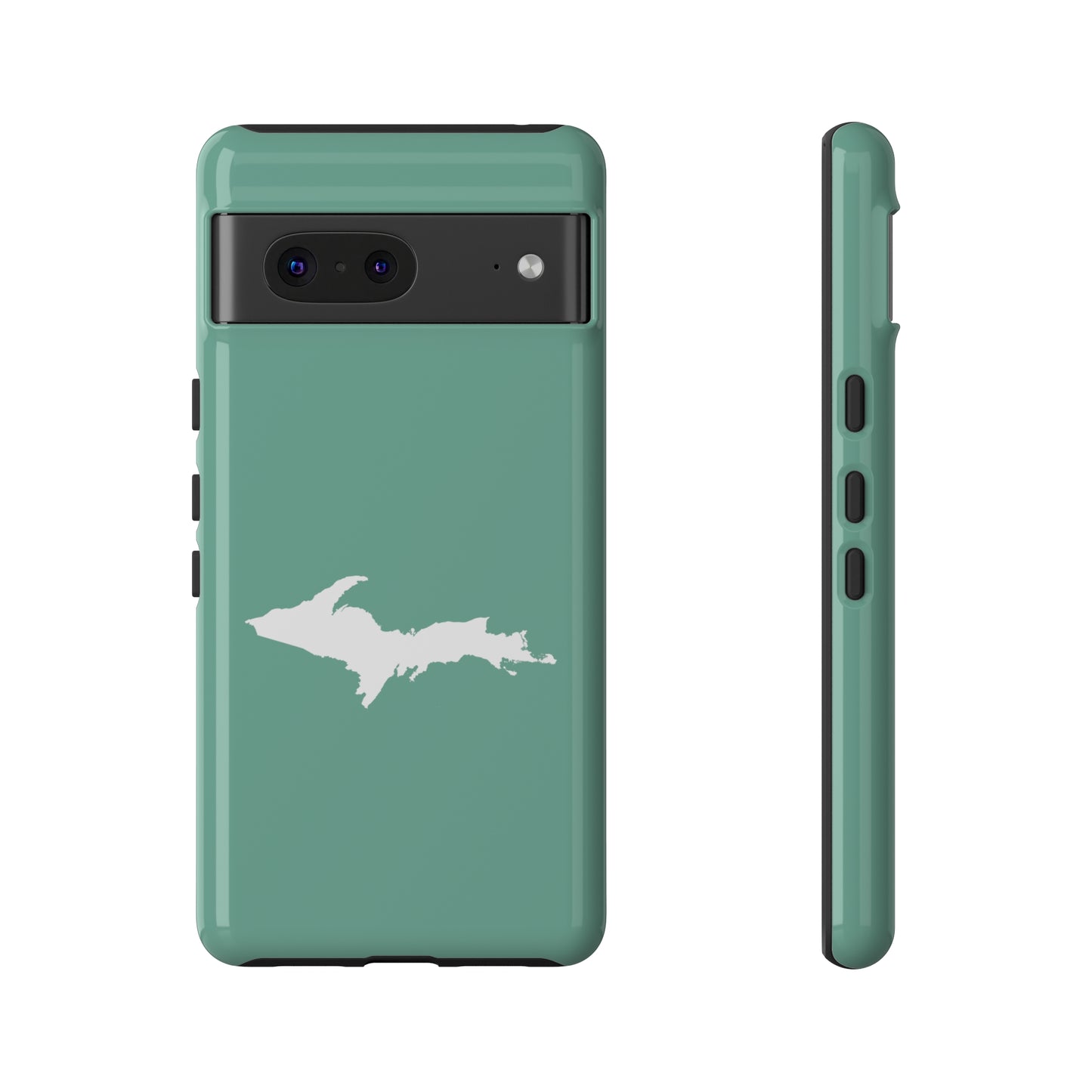 Michigan Upper Peninsula Tough Phone Case ('64 Metallic Mint Green w/ UP Outline) | Samsung & Pixel Android