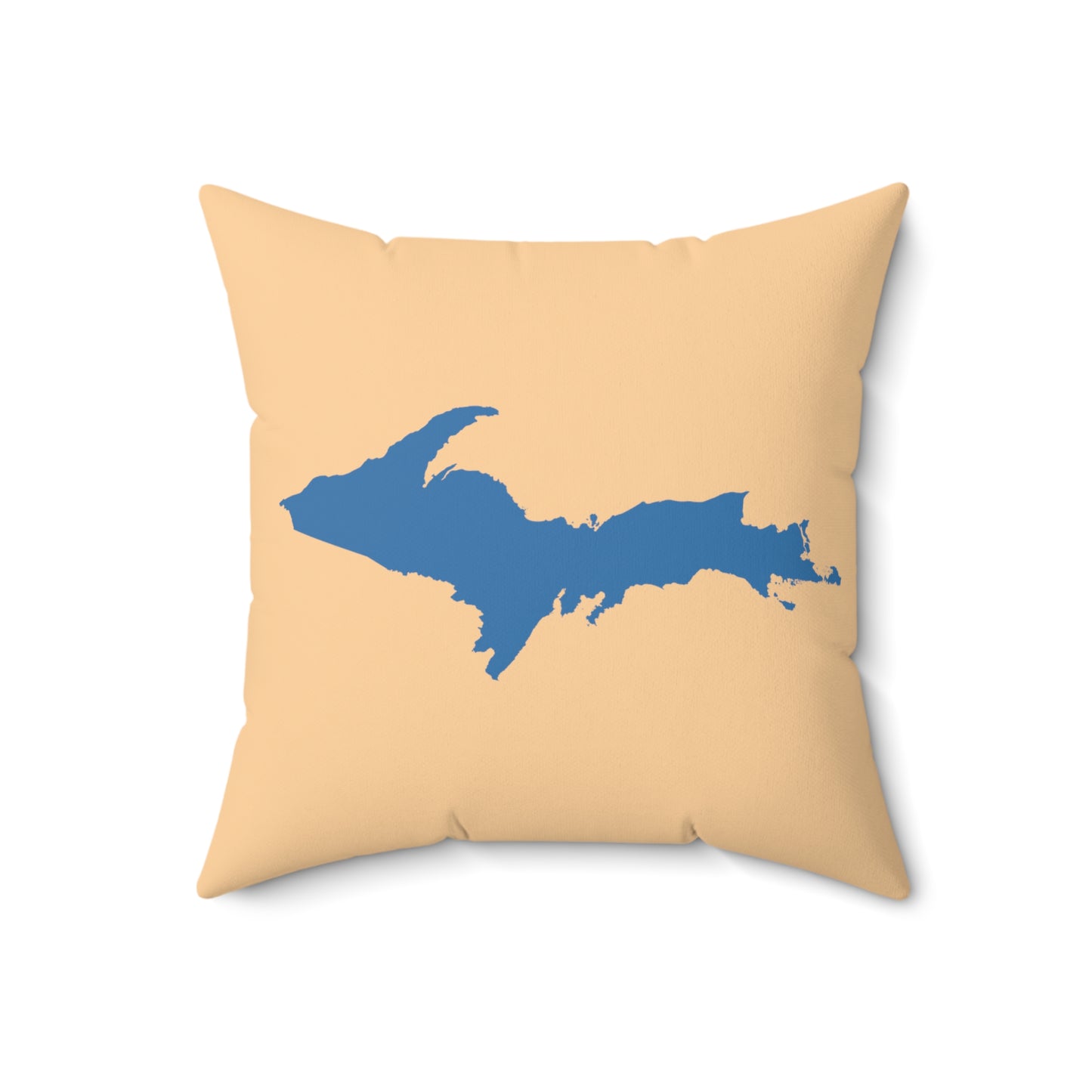 Michigan Upper Peninsula Accent Pillow (w/ UP Outline) | Pale Apricot