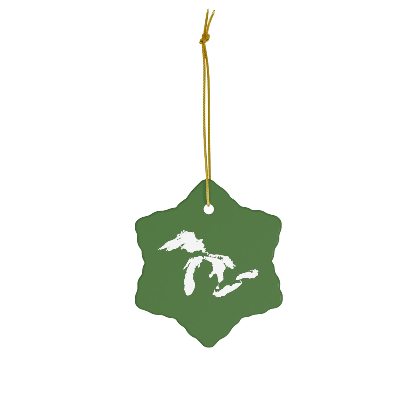 Great Lakes Christmas Ornament (Pine Green) | Ceramic - 4 Shapes