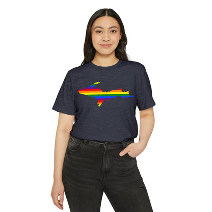 Michigan Upper Peninsula T-Shirt (w/ UP Rainbow Pride Flag) | Unisex Recycled Organic