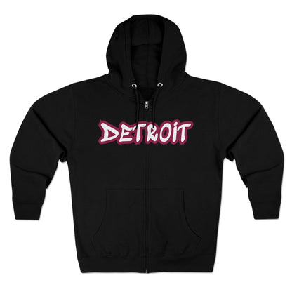 Detroit' Hoodie (Ruby Red Tag Font) | Unisex Full Zip