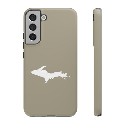 Michigan Upper Peninsula Tough Phone Case (Petoskey Stone Beige w/ UP Outline) | Samsung & Pixel Android