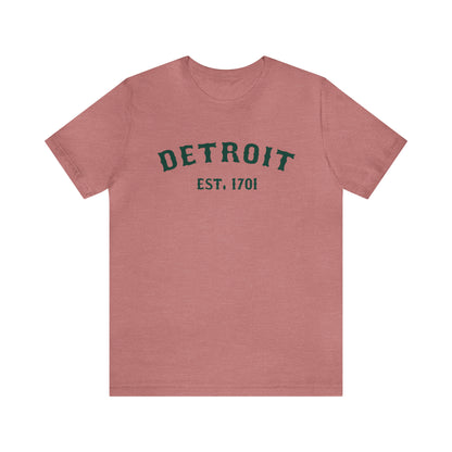 'Detroit EST. 1701' T-Shirt (Laconic Green Ballpark Font) | Unisex Standard